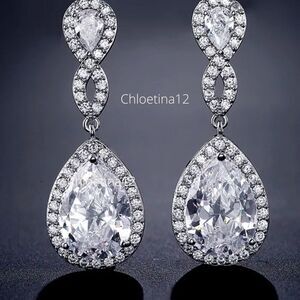 NEW Austrian Crystal Silver Wedding Earrings